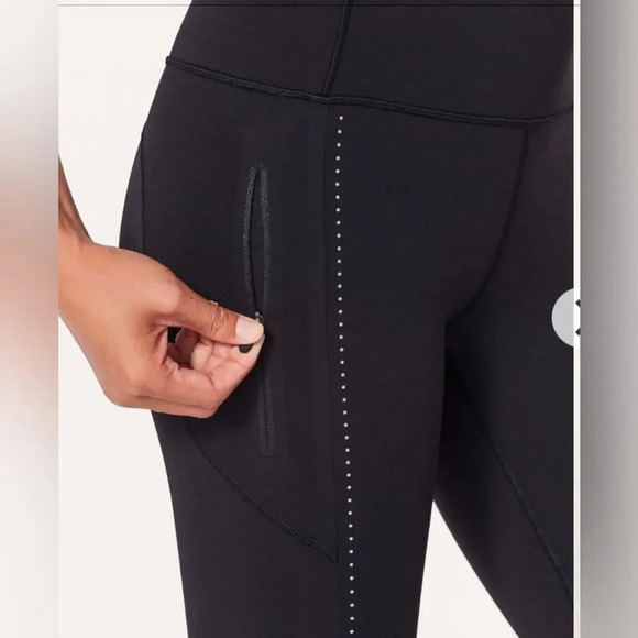 Lululemon Extra Mile Crop Reflective Black Size 4 - Picture 4 of 7